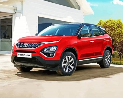 Red Tata Harrier paint by number