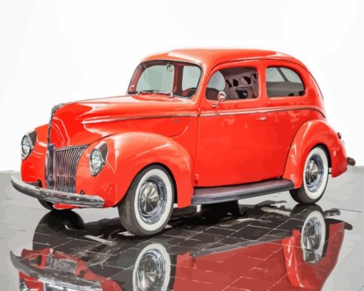 1940 Ford Red Car Paint By Number