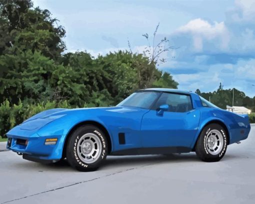 1982 Chevrolet Corvette Blue Car Paint By Number