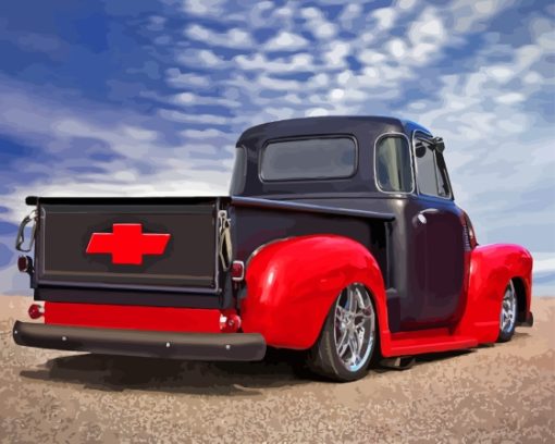 Black And Red Low Rider Truck Paint By Number