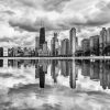 Black And White Chicago Water Reflection Paint By Numbers