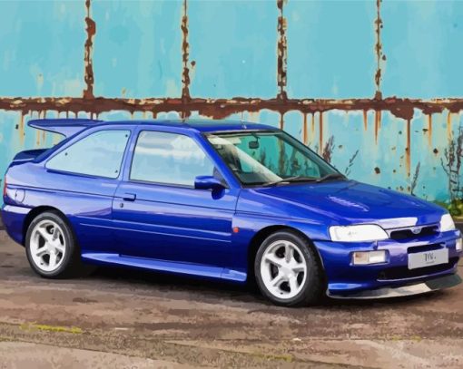 Blue Ford Escort RS Paint By Number