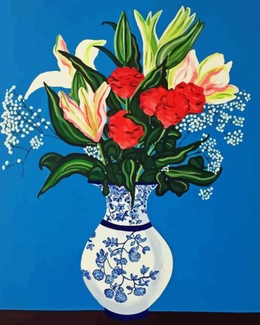 Blue And White Chinese Vase Of Flowers Paint By Numbers