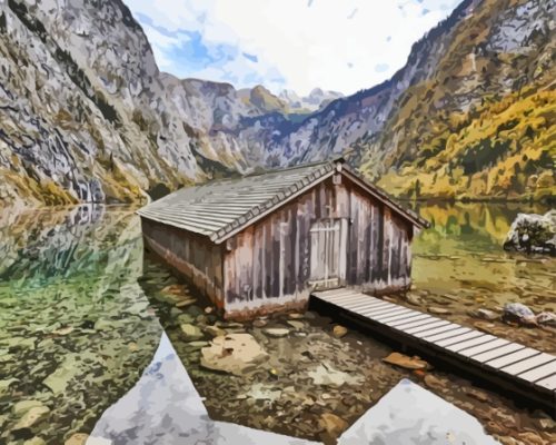 Cabin In Lake Koenigssee Paint By Number