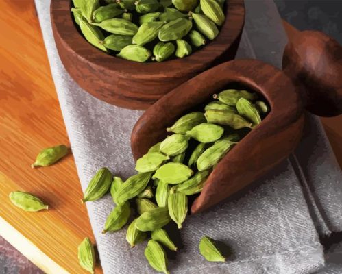 Cardamom In Wooden Bowl Paint By Numbers