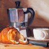 Coffee Still Life With Croissant Paint By Number