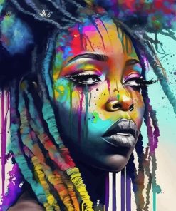 Colorful African Girl With Locs Paint By Number