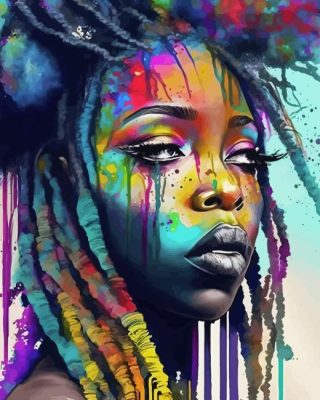 Colorful African Girl With Locs Paint By Number