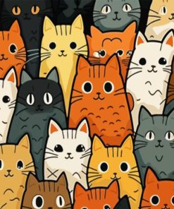 Colorful Cartoon Cats Paint By Number