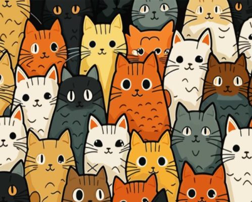 Colorful Cartoon Cats Paint By Number