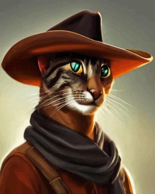 Cowboy Cat In Hat Paint By Number