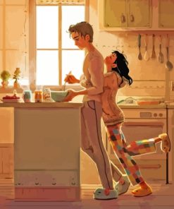 Cute Couple In Kitchen Art Paint By Number