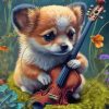 Cute Dog With Violin Paint By Number