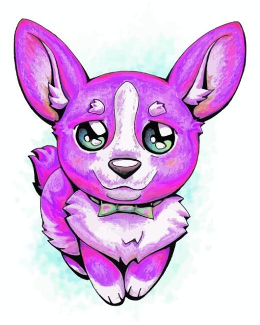 Cute Purple Puppy Art Paint By Number