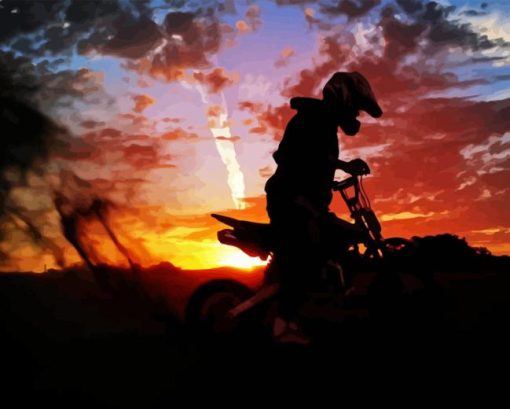 Dirt Biker With Sunset View Paint By Number