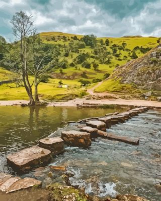 England Dovedale Stepping Stones Peak District Paint By Number