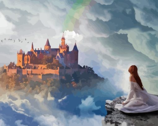 Fantasy Girl And Castle Art Paint By Number