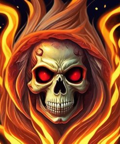 Flame Skull With Red Eyes Paint By Numbers