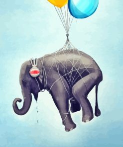 Flying Elephant With Headphones Paint By Number