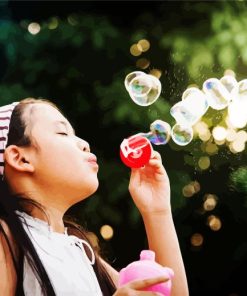 Girl Blowing Bubbles Water Games Paint By Number