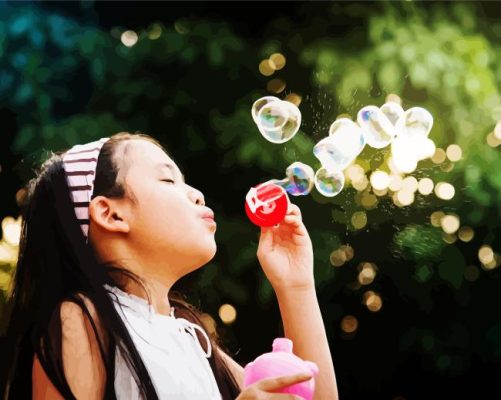 Girl Blowing Bubbles Water Games Paint By Number