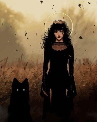 Gothic Woman With Wolf Art Paint By Numbers