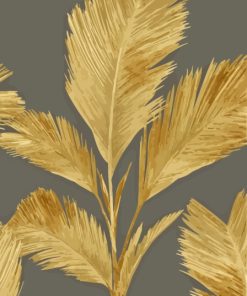Grey And Gold Leaves Art Paint By Number