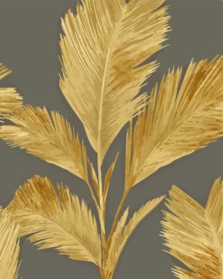 Grey And Gold Leaves Art Paint By Number