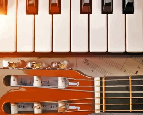 Instruments Keyboard And Guitar Paint By Number