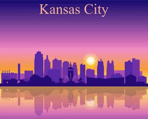 Kansas City Sunset Illustration Paint By Number