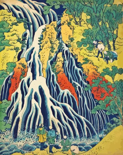 Katsushika Hokusai Waterfall Paint By Number