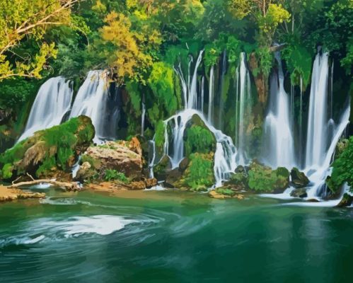 Kravica Waterfall Bosnia Paint By Number