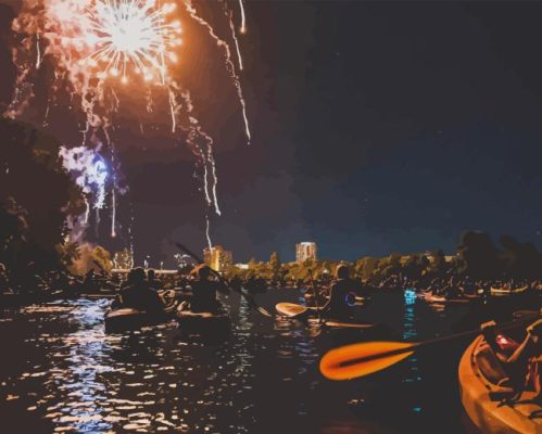 Lady Bird Lake Night Fireworks Paint By Number