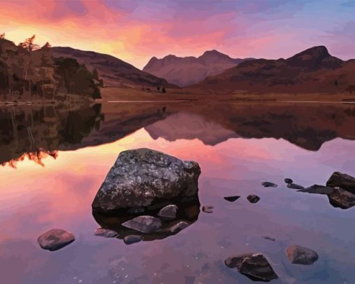 Lake District Langdale Pikes At Sunset Paint By Number