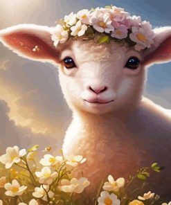 Lamb Sheep And Flowers Paint By Number