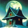 Moonlight Snowy Cabin Paint By Number