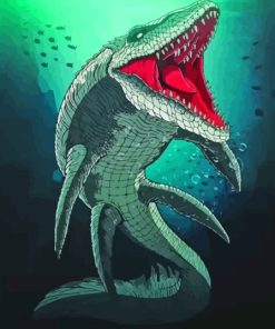 Green Mosasaurus Art Paint By Numbers