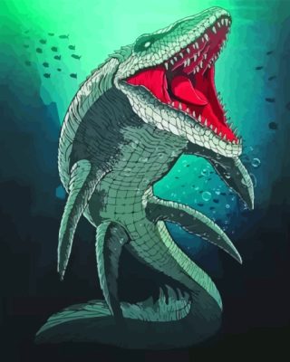 Green Mosasaurus Art Paint By Numbers