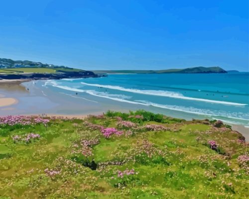 Polzeath Beach Cornwall Paint By Number