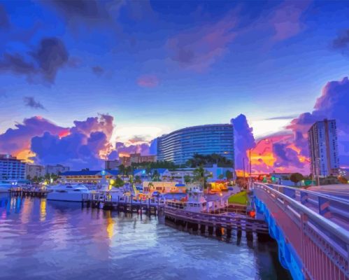 Pompano Beach City Sunset Paint By Numbers