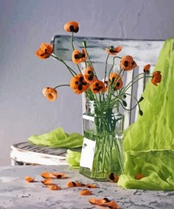 Poppies And Vintage Chair Paint By Numbers