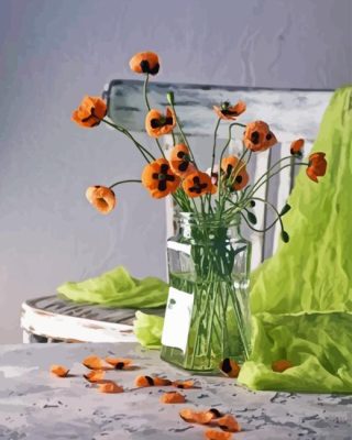 Poppies And Vintage Chair Paint By Numbers