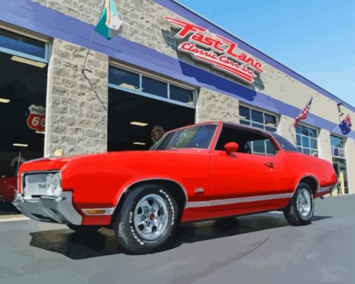 Red Oldsmobile Cutlass Supreme Paint By Number