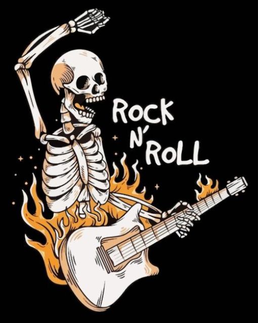 Rock And Roll Skeleton With Guitar Paint By Numbers