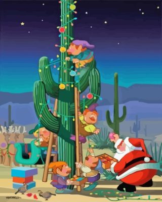 Santa And Friends Desert Christmas Paint By Number