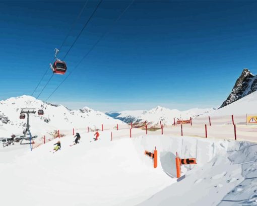 Skiing In Stubai Glacier Paint By Numbers