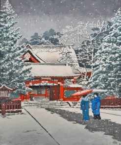 Snow At Hinoeda Shrine Hasui Kawase Paint By Number