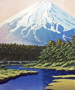 Snowy Mountain Woodblock Paint By Number