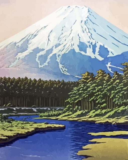 Snowy Mountain Woodblock Paint By Number