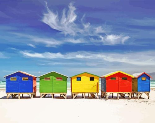 St James Colorful Huts Beach Paint By Numbers